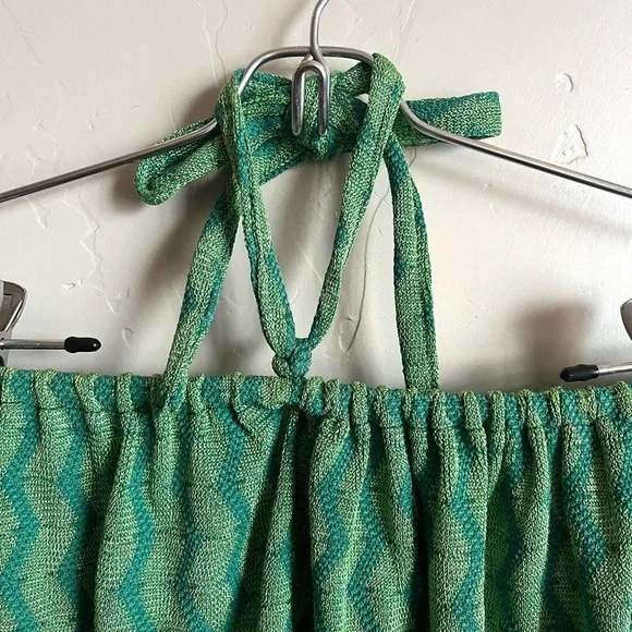 My “watermelon dress” — green zig zag pattern pull on strapless / halter dress - Picture 13 of 13